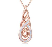 POPLYKE Celtic Knot Necklace 925 Sterling Silver Opal Infinity Necklace Irish Jewellrry for Women