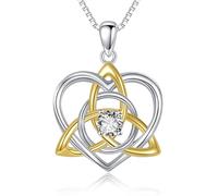 POPLYKE Celtic Knot Necklace for Women 925 Sterling Silver Triquetra Trinity Love Knot Pendant Necklaces Good Luck Irish Jewellery for Women