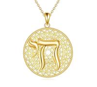 POPLYKE Chai Necklaces Sterling Silver for Women Jewish Hebrew Chair Pendant Letter Necklace Jewish Chai Arabic Chain Amulet Jewelry Gifts for Women Mother