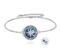 POPLYKE Compass Locket Bracelets with Picture Inside Sterling Silver Pictures Photo Keep Someone Near to You Celtic Knot Compass Necklace Graduation Jewelry for Women