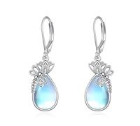 POPLYKE Dragonfly Moonstone Earrings for Women Sterling Silver Lotus Flower Earrings Moonstone Jewelry Gifts for Women (dragonfly)