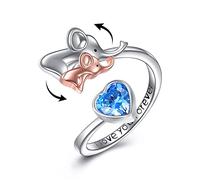POPLYKE Elephant Fidget Rings for Anxiety for Women Sterling Silver Elephant Rotatable Mood Rings Gifts for Girls