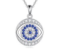 POPLYKE Evil Eye Necklace for Women 925 Sterling Silver Evil Eye Pendant Necklace Eye Protection Necklace Amulet Jewelry Gifts for Women