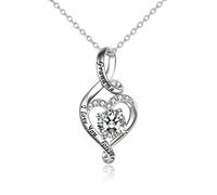 POPLYKE Grandma Heart Necklace Sterling Silver I Love You Forever Pendant Grandmother Jewelry Birthday Mothers Day Gifts for Women Girls