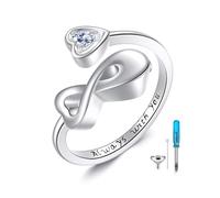 POPLYKE Infinity Cremation Ring for Ashes 925 Sterling Silver Infinity Urn Ring Heart Shape Hold Loved Ones Ashes Always With You Memorial Keepsake Locket Rings Size 7