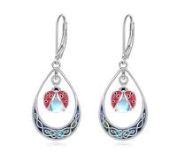 POPLYKE Ladybug Dangle Earrings for Women Sterling Silver Ladybug Leverback Earrings Jewellery Gifts for Lover