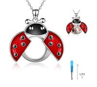 POPLYKE Ladybug Urn Necklace for Ashes for Women Sterling Silver Ladybug Urn Pendant Cremation Jewellery Gifts for Human Pets