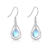 POPLYKE Moonstone Earrings for Women Teardrop Drop Dangle Earrings 925 Sterling Silver Leverback Earrings Jewelry for Women