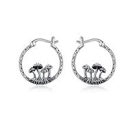 POPLYKE Mushroom Earrings Sterling Silver Mushroom Hoop Earrings Funny Jewellery Gifts for Women