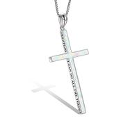 POPLYKE Opal Cross Necklace for Men Women 925 Sterling Silver Star of David Necklace Christian Jewellery Gifts 18+2 inch