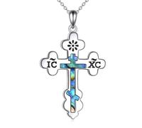 POPLYKE Orthodox Cross Necklace Sterling Silver Eastern Orthodox Pendant Necklace Religious Christian Jewellery for Men Women