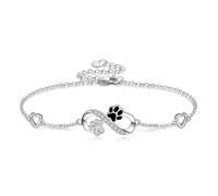POPLYKE Paw Print Bracelet for Women 925 Sterling Silver Infinity Bracelets Cat Dog Mum Jewellery for Women Mom