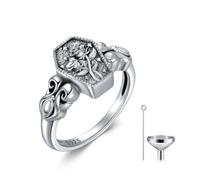 POPLYKE Rose Urn Rings for Ashes Sterling Silver Victorian Vintage Ring Rose Cremation Jewelry Gift for Loss of Beloved