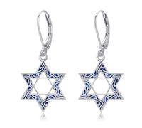 POPLYKE Star of David Earrings Sterling Silver David Star Dangle Earrings Jewish Jewellery Gift for Women Men