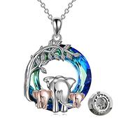 POPLYKE Three Elephant Necklace Sterling Silver Mother Daughter Pendant Jewelry Mothers Day Gifts for Women Girls (3 elephants)