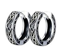 POPLYKE Viking Earrings for Men Women 925 Sterling Silver Huggie Rune Celtic Knot Hoop Earring Viking Jewelry for Men Women
