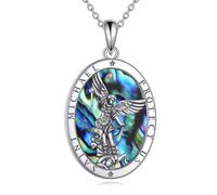 POPLYKESaint Michael Necklace for Men Sterling Silver St Michael the Archangel Aballone Shell Necklace St Michael Pendant Jewelry Gift for Men Boy (Saint Michael)