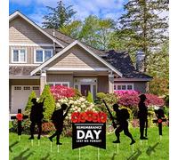 PopManko Lest We Forget Garden Ornaments, 7Pcs Remembrance Day Poppy Garden Ornaments Statue, Lest We Forget Door Plaque Decorations, Soldiers Army Remembrance Gift