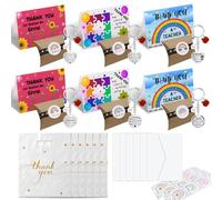 PopManko Teacher Gifts Keyring, 6Pcs Thank You Teacher Gifts, School Appreciation Leaving Gift for TA, Nursery, Best Teachers Gift for Women Men Christmas with Thank You Cards Presents