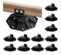 POPMERE 12 Pack Adjustable Deck Support, High Load Pedestal Deck Foundation Base Support for Floating Deck Platform Deck Floor Height Adjustable Range from 1-3/16" to 2-3/8", Black