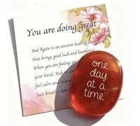 POPOLA SHOP One Day at A Time Agate Healing Crystal, Thinking of You Gifts for Him for Her Anxiety Relief Items You Got This Sobriety Gifts Inspirational for Best Friend for Women Men