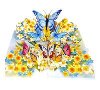 PopOra Daffodils & Butterflies Pop Up Card - 3D Spring Flower Birthday, Mothers Day, Get Well & Thank You Card, valentines day, for Women, Mum, Mom, Grandma, Teacher & Friends