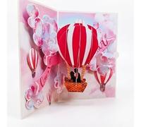 PopOra Love Is in the Air Hot Air Balloon Pop Up Card - 3D Romantic Birthday, Anniversary, Valentines & Wedding Card for Wife, Husband, Girlfriend, Boyfriend & Couples