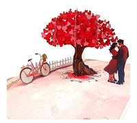 PopOra Romantic Couple Love Tree Pop Up Card - 3D Anniversary, Proposal, Valentines & Congratulations on Wedding Card for Wife, Husband, Girlfriend or Boyfriend - Engagement & Birthday