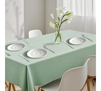 Poposa Rectangle Tablecloth Linen Texture Waterproof and Stain-Resistant Green Table Cloth, Kitchen Dining Table Decoration Fabric, 60 x 84 inch, Sage Green