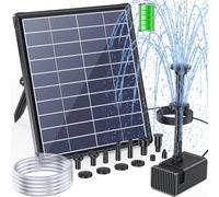 POPOSOAP 6.5W Solar Fountain Pump for Bird Bath Built-in 3000mAh Battery Backup, DIY Solar Water Fountain with Double-Layer Nozzles & Dry-Run Protection 5Ft Tubing for Ponds, Bird Bath, Water Features