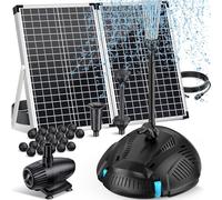POPOSOAP Pond Filter with 55W Solar Fountain Pump, Solar Pond Filter with 580GPH Pump & Fountain Kit - Outdoor Filter Box with 6.6FT PVC Tubing, Perfect for Koi Ponds, Waterfalls, Water Features