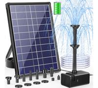 POPOSOAP Solar Fountain Pump with 3600mAh Battery Backup, 8W Solar Powered Bird Bath Fountain with Dry-run Protection & Double-layer Nozzles 5Ft Tubing for Pond, Bird Bath, Backyard Water Feature