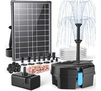 POPOSOAP Solar Fountain Pump with Pond Filter Kit, 8W Solar Pond Pump with Pond Filter Box, Pond Filter for Outdoor Pond Garden Fountain Waterfall DIY Water Feature