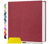 popotop Linen Self Adhesive Photo Albums 6x4 5x7 8x10, 60 Pages Large Photo Book, Linen Personalised Scrapbook Album for Wedding Baby Travel Polaroid, with Scraper and Metallic Pen