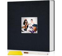 Popotop Photo Album Self Adhesive with Picture Display Window,40 Pages DIY Scrapbook Album for 4x6 8x10 Picture,Linen Cover Memory Book for Baby Wedding, with Scraper and Metallic Pen