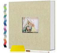 Popotop Self Adhesive Photo Album Scrapbook, Baby Memory Book for 4x6 5x7 8x10 Pictures, 40 Pages Linen Hardcover DIY Memory Book, Birthday Gifts for Wedding Family Travel,Beige
