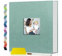 Popotop Self Adhesive Photo Album Scrapbook, Baby Memory Book for 4x6 5x7 8x10 Pictures, 40 Pages Linen Hardcover DIY Memory Book, Birthday Gifts for Wedding Family Travel,Turquoise