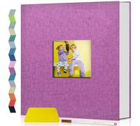 Popotop Self Adhesive Photo Album Scrapbook for 4x6 5x7 8x10 Pictures, 40 Pages Linen Hardcover DIY Memory Book, Scrapbooking Supplies Kits Birthday Gifts for Baby Wedding Family Travel Purple