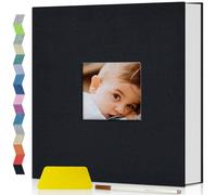 Popotop Self Adhesive Photo Album Scrapbook for 4x6 5x7 8x10 Pictures, 40 Pages Linen Hardcover DIY Memory Book, Scrapbooking Supplies Kits Birthday Gifts for Baby Wedding Family Travel Black