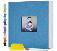 Popotop Self Adhesive Photo Album Scrapbook for 4x6 5x7 8x10 Pictures, 60 Pages Linen Hardcover DIY Memory Book, Scrapbooking Supplies Kits Birthday Gifts for Baby Wedding Family Travel Blue