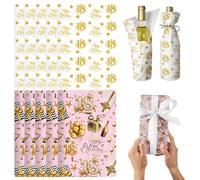 POPOYU 10 Pcs 18th Birthday Wrapping Paper,35x50cm Gift Wrapping Paper Sheets for 18thBirthday,Rose Gold Gift Wrapping Paper Sheets for 18thBirthday,Happy Birthday Wrapping Paper for Birthay Gift Wrap