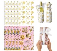 POPOYU 10 Pcs 30th Birthday Wrapping Paper,35x50cm Gift Wrapping Paper Sheets for 30thBirthday,Rose Gold Gift Wrapping Paper Sheets for 30thBirthday,Happy Birthday Wrapping Paper for Birthay Gift Wrap