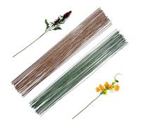 POPOYU 100P Floristry Wires 0.5mm Paper Covered Wire,40CM FloristWire Stems for Flower Arranging Accessories,CraftWire Bouquet Wires for Garland Wreath Making,Flower Arranging Supplies(Green+Brown)