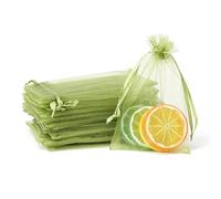 POPOYU 100Pcs Army Green Organza Gift Bags,7x9 Small Organza Gift Pouches Drawstring Bags,Jewellery Sheer Bags Tulle Fabric Pouches Wedding Favour Bags for Christmas Halloween Birthday Goodie Gifts
