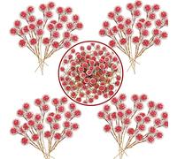 POPOYU 100pcs Christmas Berry Artificial Holly Berries, Artificial Fruits Red Berry Picks Winter Berries Bunch BerryBranches for Xmas Tree Decs,Christmas Wreath Making Decorations Supplies,Red