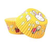 POPOYU 100Pcs Easter Yellow Bunny Paper Cupcake Cases Baking,Rabbit Muffin Cup Cake Paper Liners Disposable Small Muffin Cupcake Wrapper Paper Cases Easter Wedding Birthday Party Cake Decoration