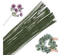 POPOYU 100Pcs Floristry Wires 0.5mm Paper Covered Wire,40CM FloristWire Stems for Flower Arranging Accessories,CraftWire Bouquet Wires for Garland Wreath Making,Flower Arranging Supplies(Dark green)