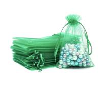 POPOYU 100Pcs Green Organza Gift Bags,7x9 Small Organza Gift Pouches Drawstring Bags,Jewellery Sheer Bags Tulle Fabric Pouches Wedding Favour Bags for Christmas Halloween Birthday Goodie Gifts