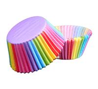 POPOYU 100Pcs Rainbow Paper Cupcake Cases for Baking, Muffin Cup Cake Liners Disposable Small Wrapper LGBT Pride Party Wedding Birthday Christmas Decoration