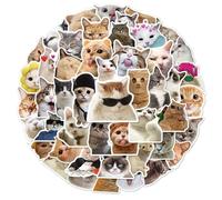 POPOYU 100pcs Realistic Cute Funny Cat Stickers for Teens,Cartoon Theme Water Bottle Stickers for Teens Boys Girls,Anime Vinyl Stickers Party Favors for KidsParty Bags Filler,Laptop,Skateboard